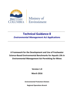 Technical Guidance 8: Framework for Development and Use of
