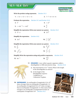 Quiz 10.1– 10.4 t 5 ⋅t 8