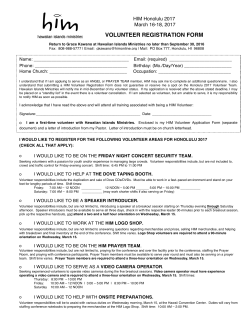 Honolulu 2017 Volunteer Form - HIM Hawaiian Islands Ministries