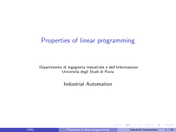 Properties of linear programming - Universit&agrave; degli studi di Pavia