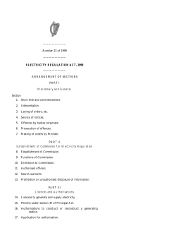 ELECTRICITY REGULATION ACT, 1999