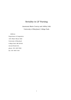Seriality in LF Parsing - UMD Linguistics