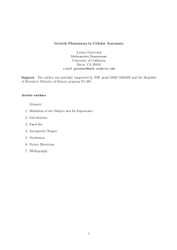 Growth Phenomena in Cellular Automata Janko Gravner