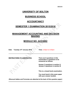 Semester 1, 2015/16 - University of Bolton