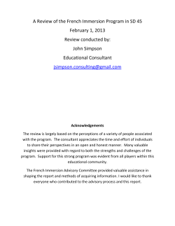 A Review of the French Immersion Program in SD 45 February 1