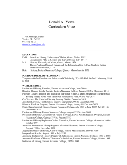 Donald A. Yerxa`s CV - Eastern Nazarene College