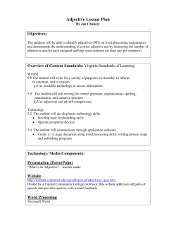 Adjective Lesson Plan