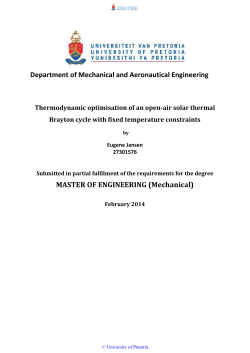 Department of Mechanical and Aeronautical Engineering MASTER