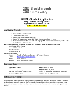 SJUSD Student Application - Breakthrough Silicon Valley