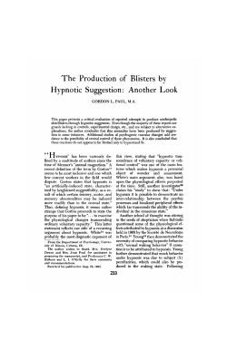 The Production of Blisters by Hypnotic Suggestion: Another Look