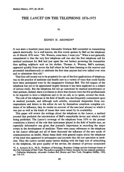 the lancet on the telephone 1876-1975
