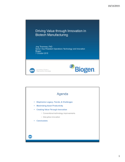 Driving Value through Innovation in Biotech Manufacturing Agenda