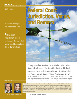 Federal Court Jurisdiction, Venue, and Removal