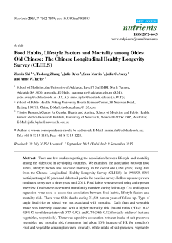 Food Habits, Lifestyle Factors and Mortality among Oldest Old