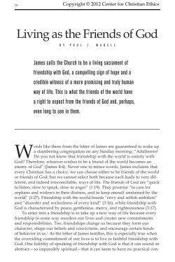 Living as the Friends of God