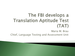 The FBI Develops a Translation Aptitude Test (TAT)