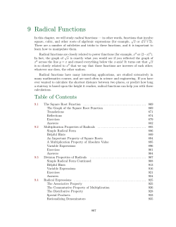 Chapter 9: Radical Functions