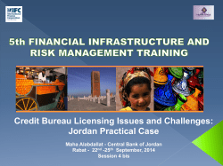 Credit Bureau Licensing Issues and Challenges: Jordan Practical