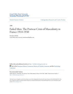 Failed Men: The Postwar Crisis of Masculinity in France 1918-1930