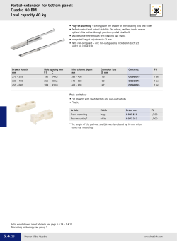 Partial-extension for bottom panels Quadro 40 BM Load capacity 40 kg