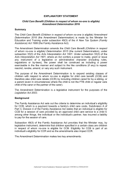 Amendment Determination 2016 Summary
