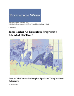 John Locke: An Education Progressive Ahead of His Time?