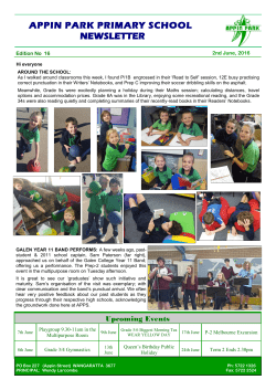 Newsletter June 2, 2016 - Appin Park Primary School