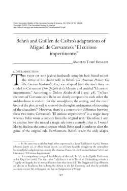 Behn`s and Guill&eacute;n de Castro`s adaptations o fMiguel de - H-Net