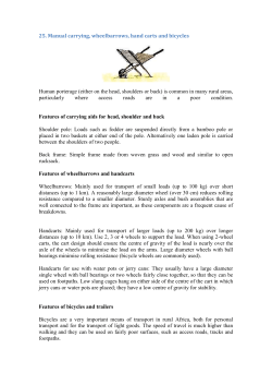 Manual carrying, wheelbarrows, hand carts and bicycles
