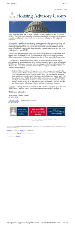 Today, the House passed H.R. 1424, the Emergency Economic