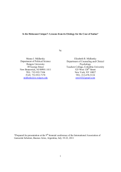 1 Is the Holocaust Unique?: Lessons from its Etiology for the
