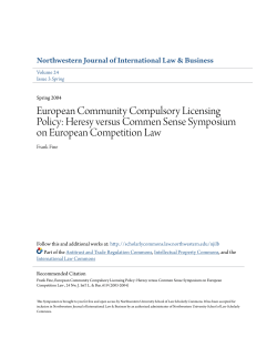 European Community Compulsory Licensing Policy