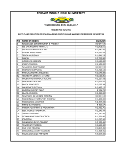 Supply and Delivery of Road Marking Paints as and when required