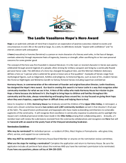 The Leslie Vassilaros Hope`s Hero Award
