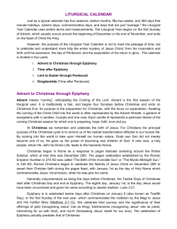 Special Days of the Christian Year