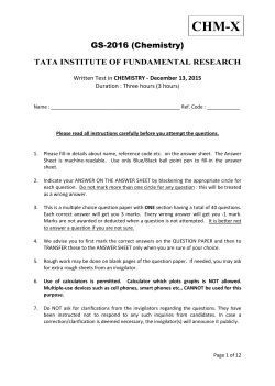 Chemistry-X - TIFR GS Admissions