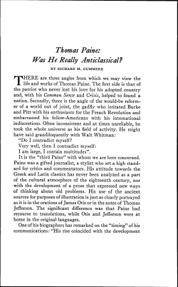 Thomas Paine: Was He Really Anticlassical?