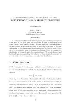 OCCUPATION TIMES IN MARKOV PROCESSES 1 INTRODUCTION