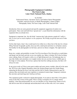 Photographic Equipment Guidelines The Farm Lodge