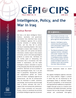 Intelligence, Policy, and the War in Iraq