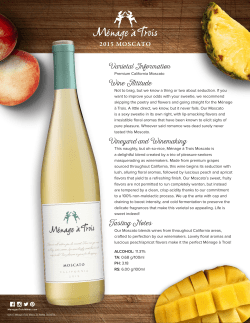 Menage a Trois 2015 Moscato Fact Sheet