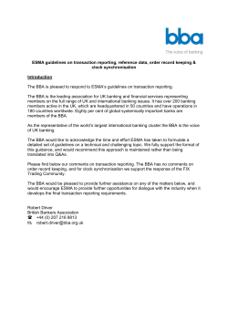 BBA response to ESMA`s guidelines on transaction reporting