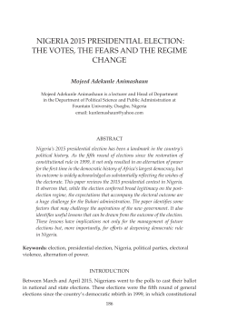 NIGERIA 2015 PRESIDENTIAL ELECTION: THE VOTES, THE
