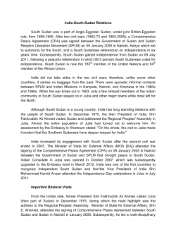 India-South Sudan Relations South Sudan was a part of Anglo