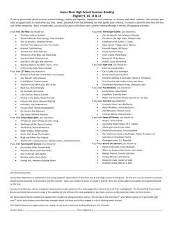 English 9, 10, 11, 12 Summer Reading List