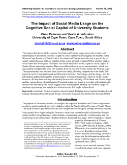 The Impact of Social Media Usage on the Cognitive Social Capital of