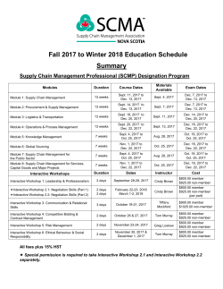 2017-2018 SCMP Schedule
