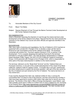 Oppose Shipment of Coal Through the Marine