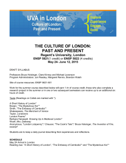 THE CULTURE OF LONDON: PAST AND PRESENT 2012