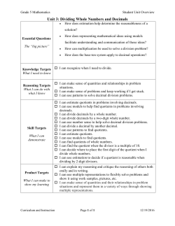 Unit 3: Dividing Whole Numbers and Decimals